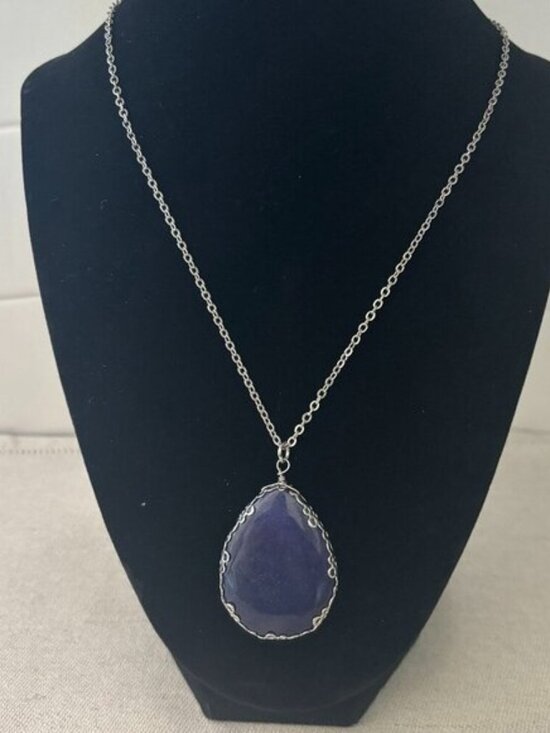 Indigo Blue Stone Pendant Necklace - Picture 1 of 4
